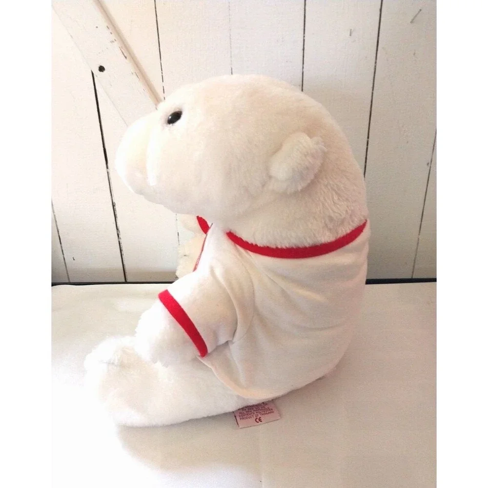 Vintage 1993 Coca Cola  Plush 12 Inch White Polar Bear Coca Cola Shirt Stuffed
